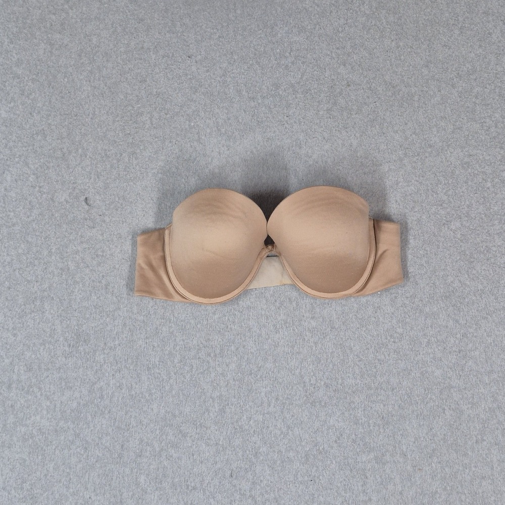 Victoria Secret Women Bra 34B Beige Underwired Strapless Lightly Lined READ